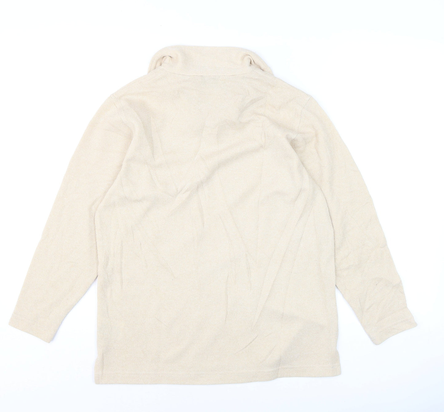 Jumper Women Beige Collared Pullover Knit Long Sleeve S