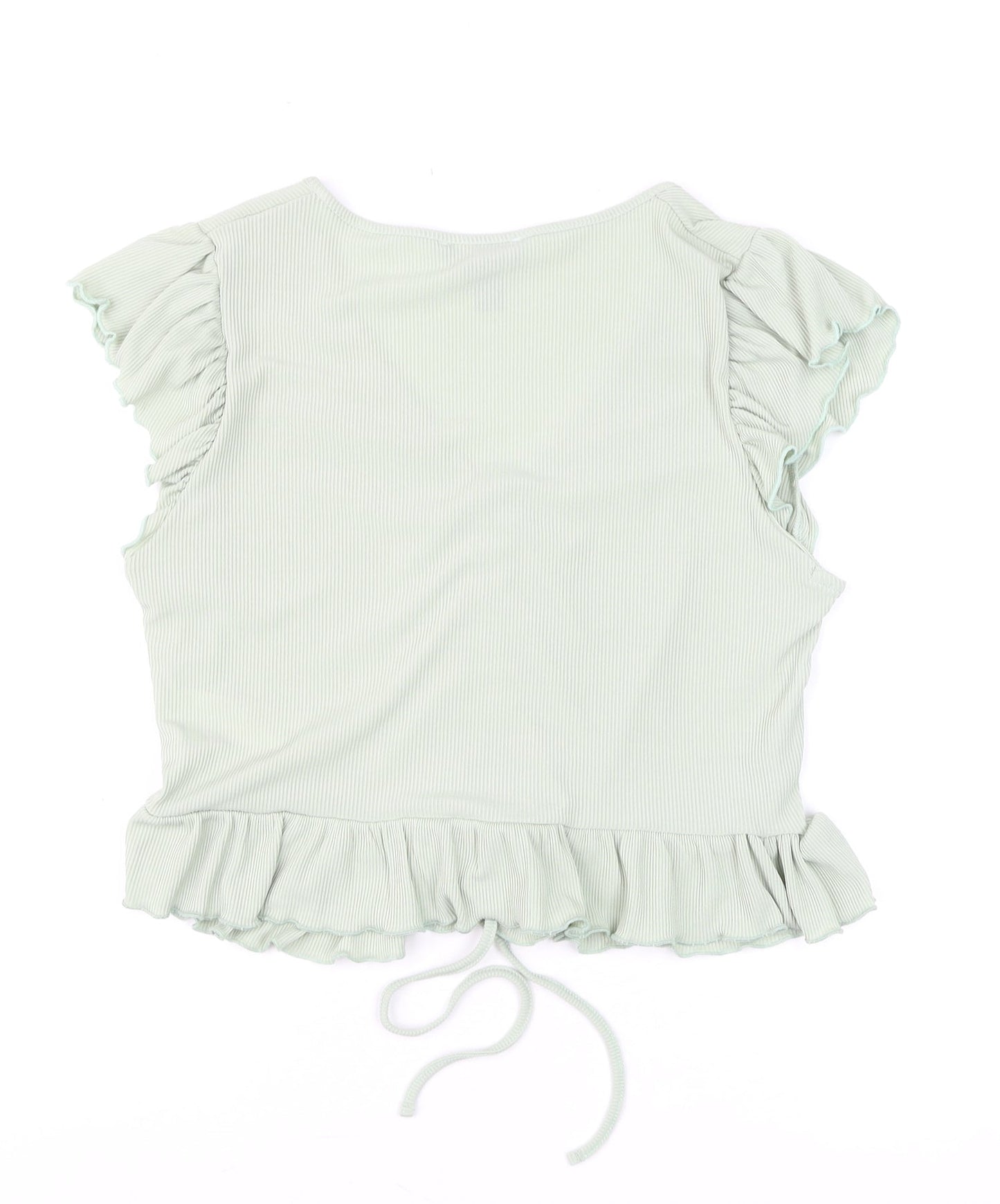 New Look Women’s Green Cropped Ruffle Blouse Size 18