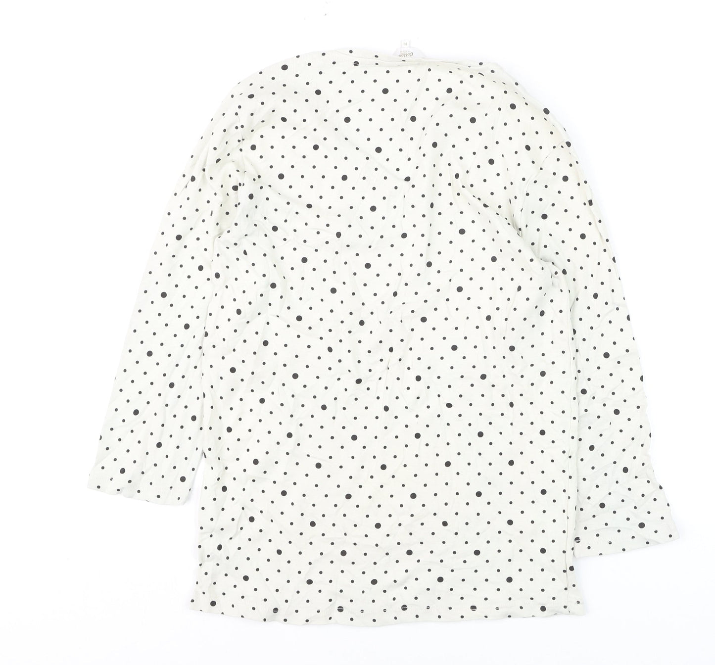 Cotton Traders Womens Ivory Polka Dot Long Sleeve T-Shirt Size 10
