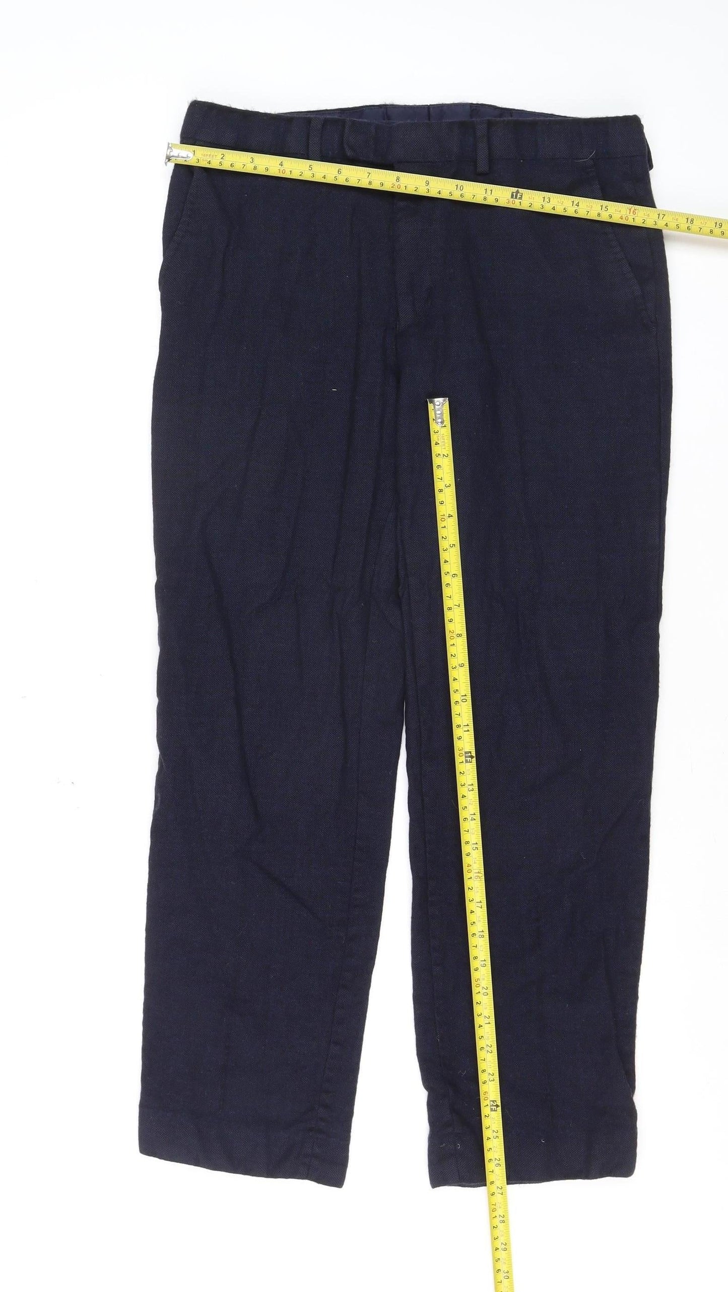 Marks and Spencer Men's Navy Wool Regular Fit Trousers 34W 31L