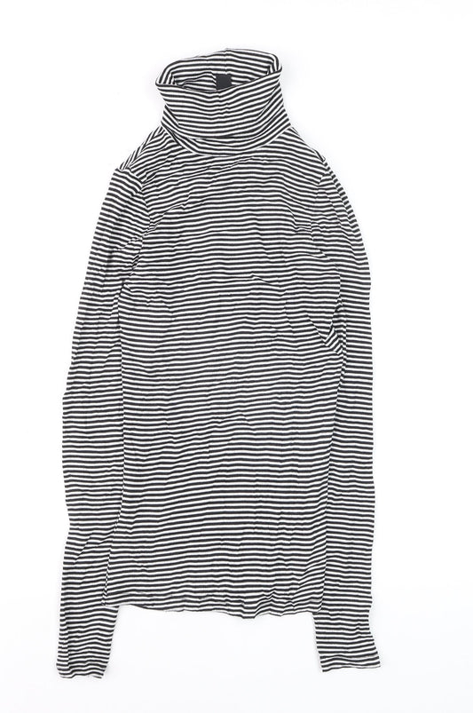 New Look Women’s Black Striped Roll Neck Long Sleeve Jumper Size 8