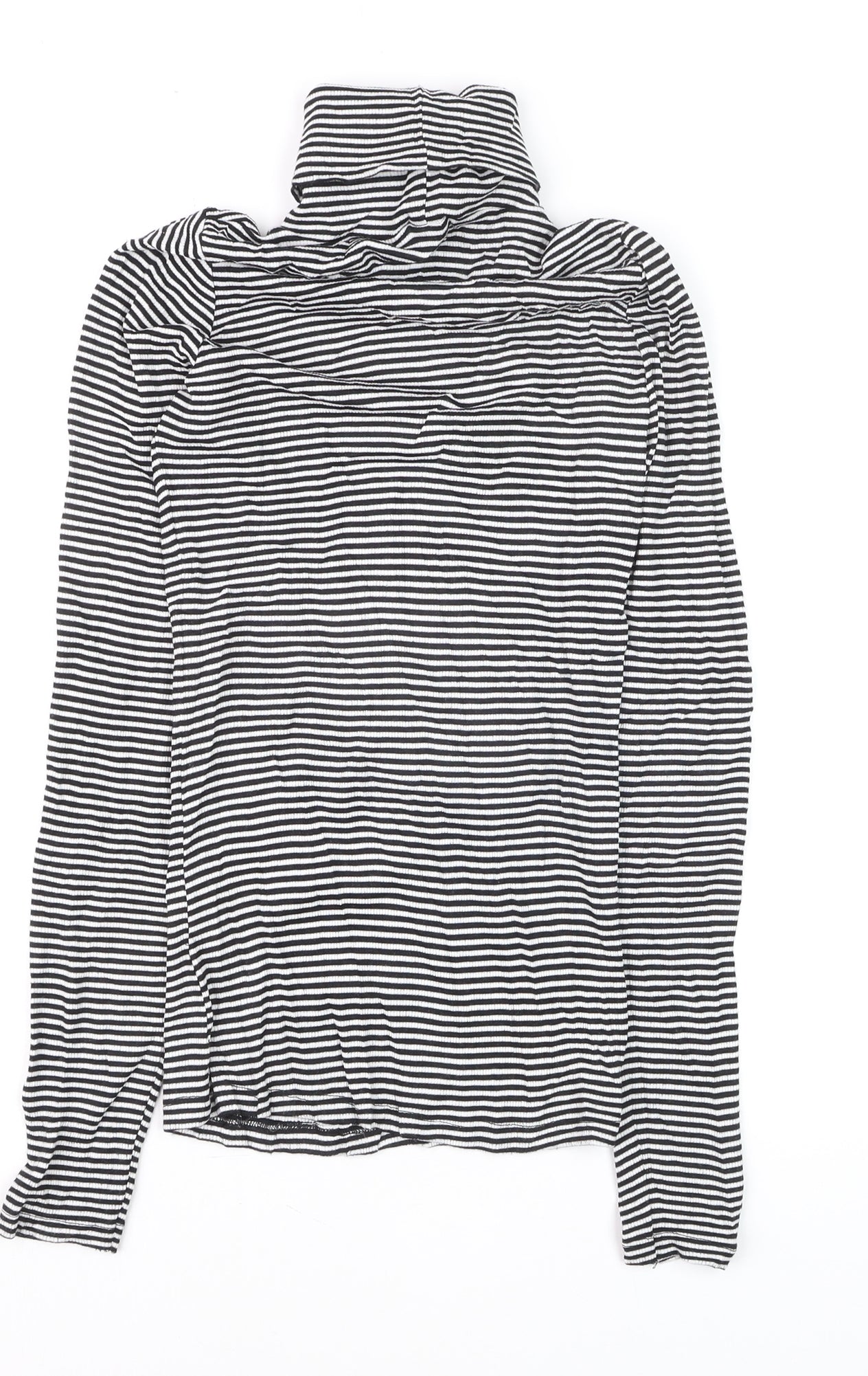 New Look Women’s Black Striped Roll Neck Long Sleeve Jumper Size 8