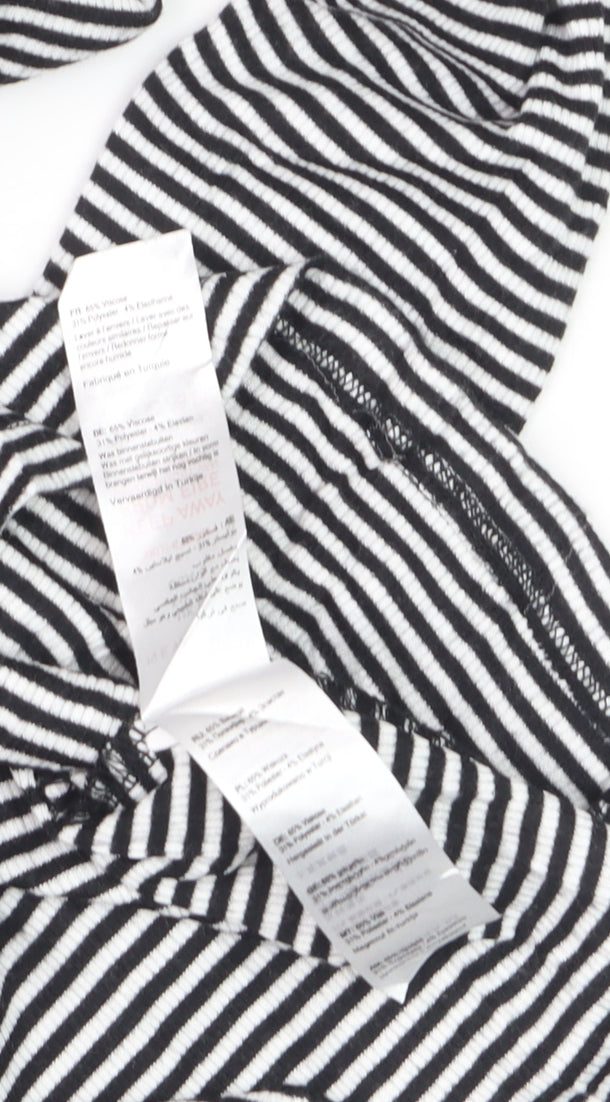 New Look Women’s Black Striped Roll Neck Long Sleeve Jumper Size 8