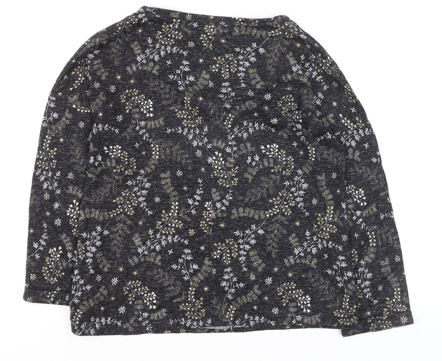 Marks and Spencer Women's Black Floral Jersey Long Sleeve T-Shirt Size 8