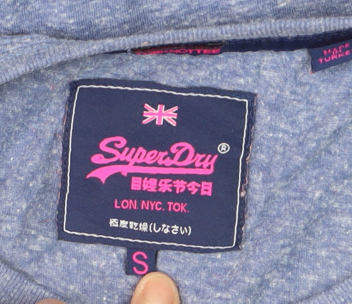 Superdry Women’s Blue Cropped T-Shirt Size S Short Sleeve Jersey