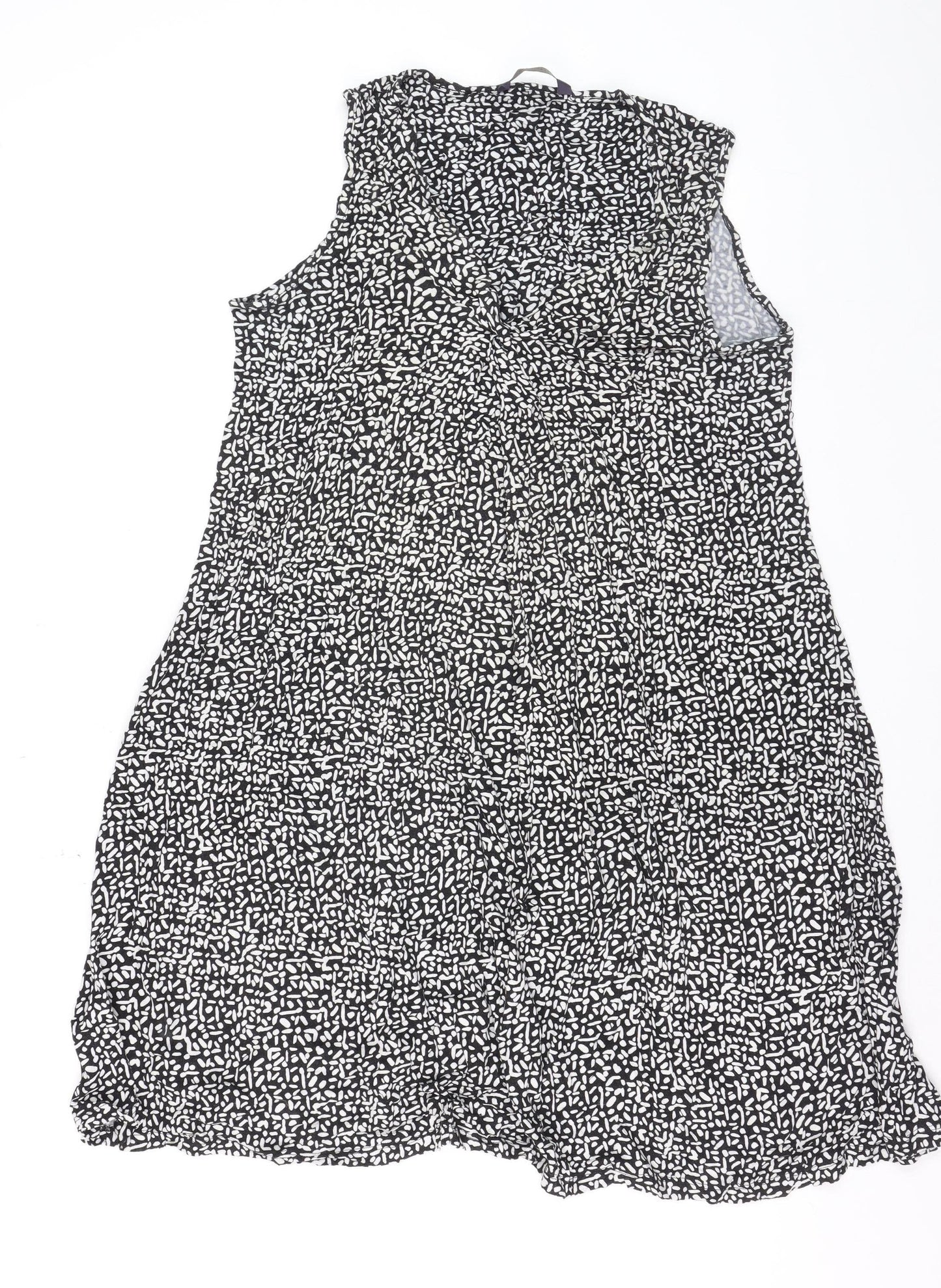 Marks and Spencer Women’s Black Geometric Sleeveless Jersey A-Line Dress Size 10