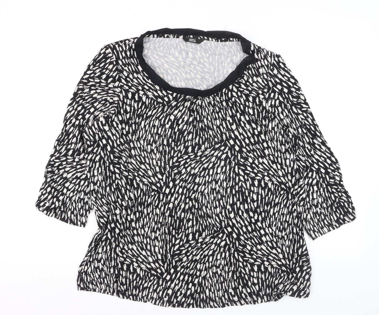 Marks and Spencer Women’s Black Geometric Jersey Blouse UK 20