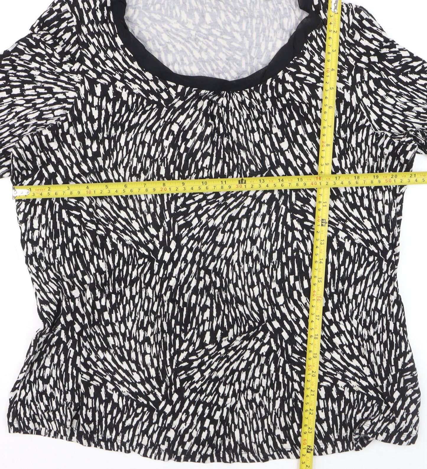 Marks and Spencer Women’s Black Geometric Jersey Blouse UK 20