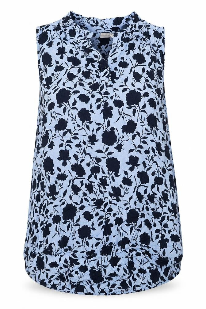Kaffe Womens Blue Floral Sleeveless Tunic Blouse Size 12