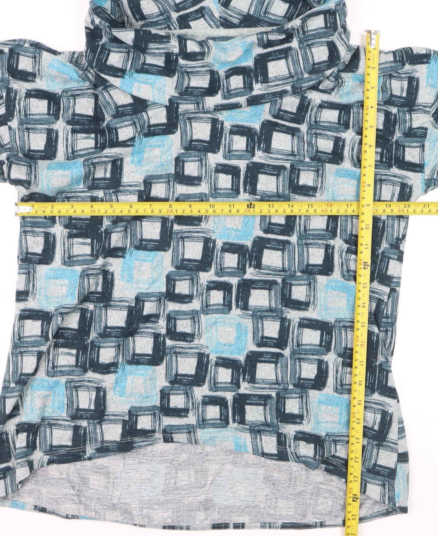 TIGI Womens Blue Geometric Roll Neck Jersey Long Sleeve Top Size 14/16