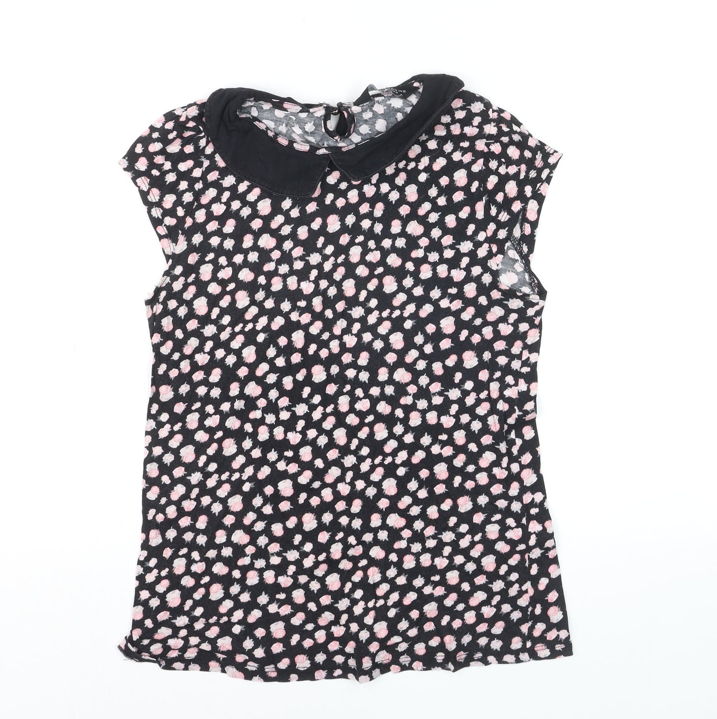 Dorothy Perkins Women's Black Floral Collared Blouse Size 12