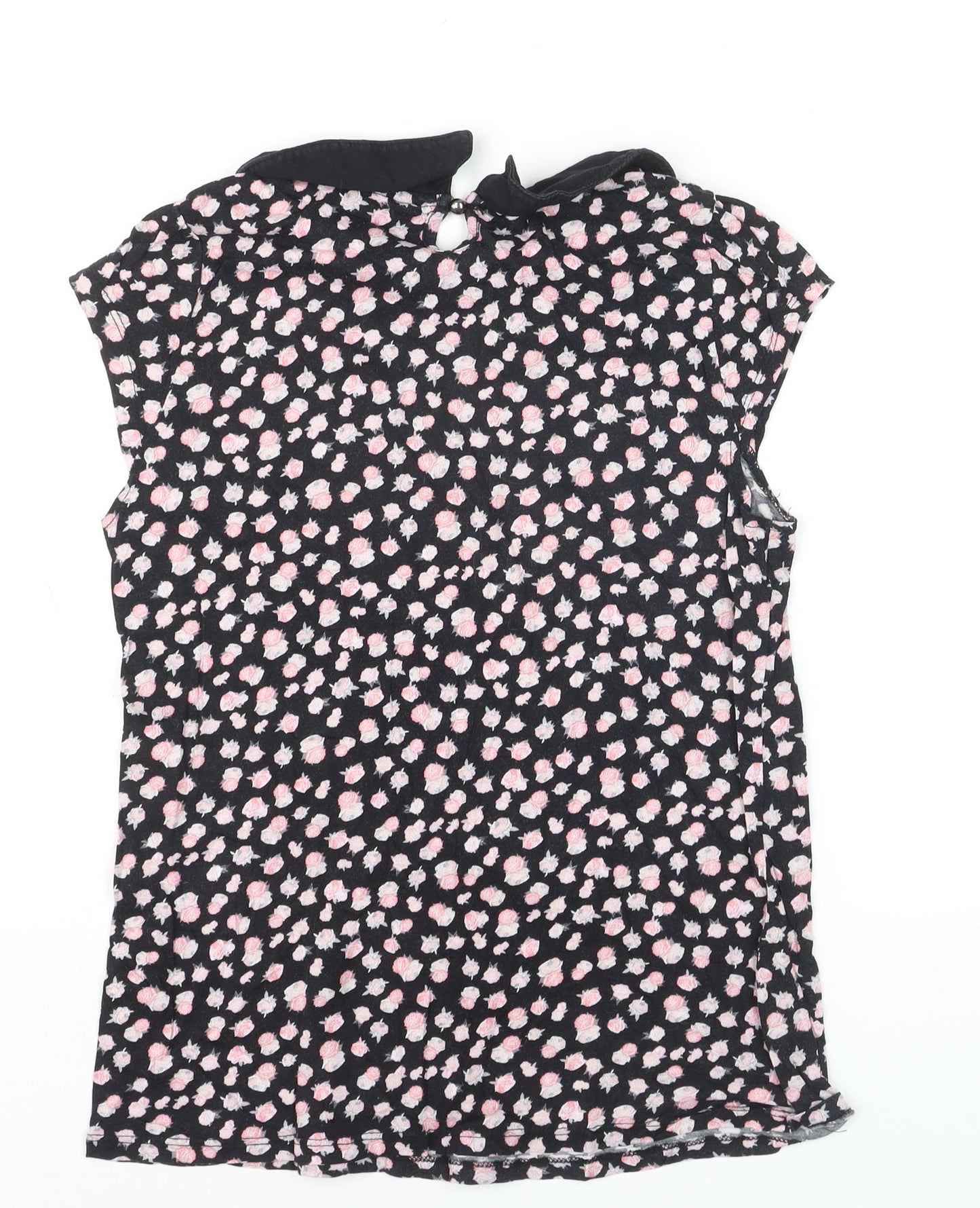Dorothy Perkins Women's Black Floral Collared Blouse Size 12