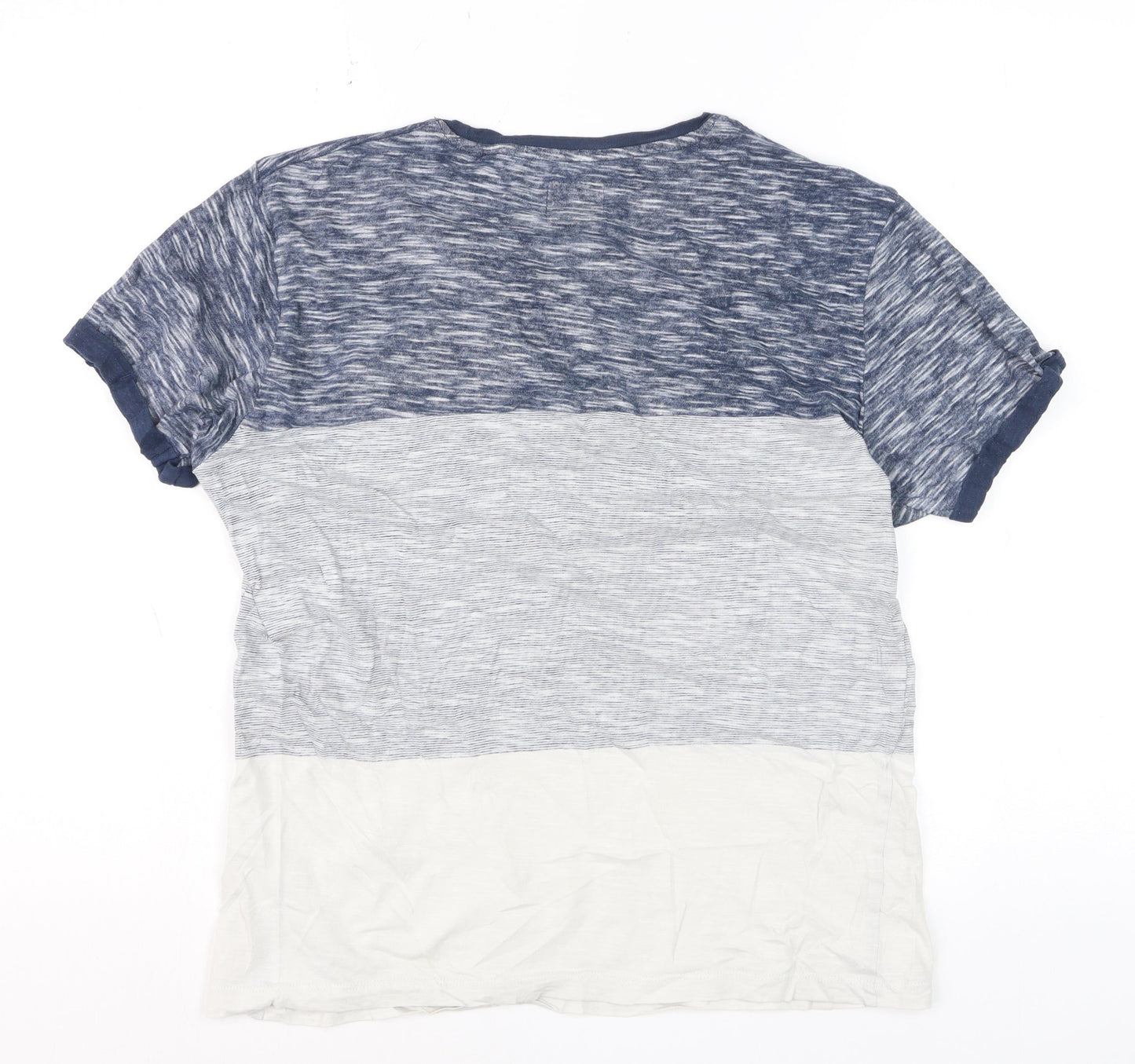 EDC by Esprit Men's Blue Colourblock Crew Neck Short Sleeve T-Shirt Small