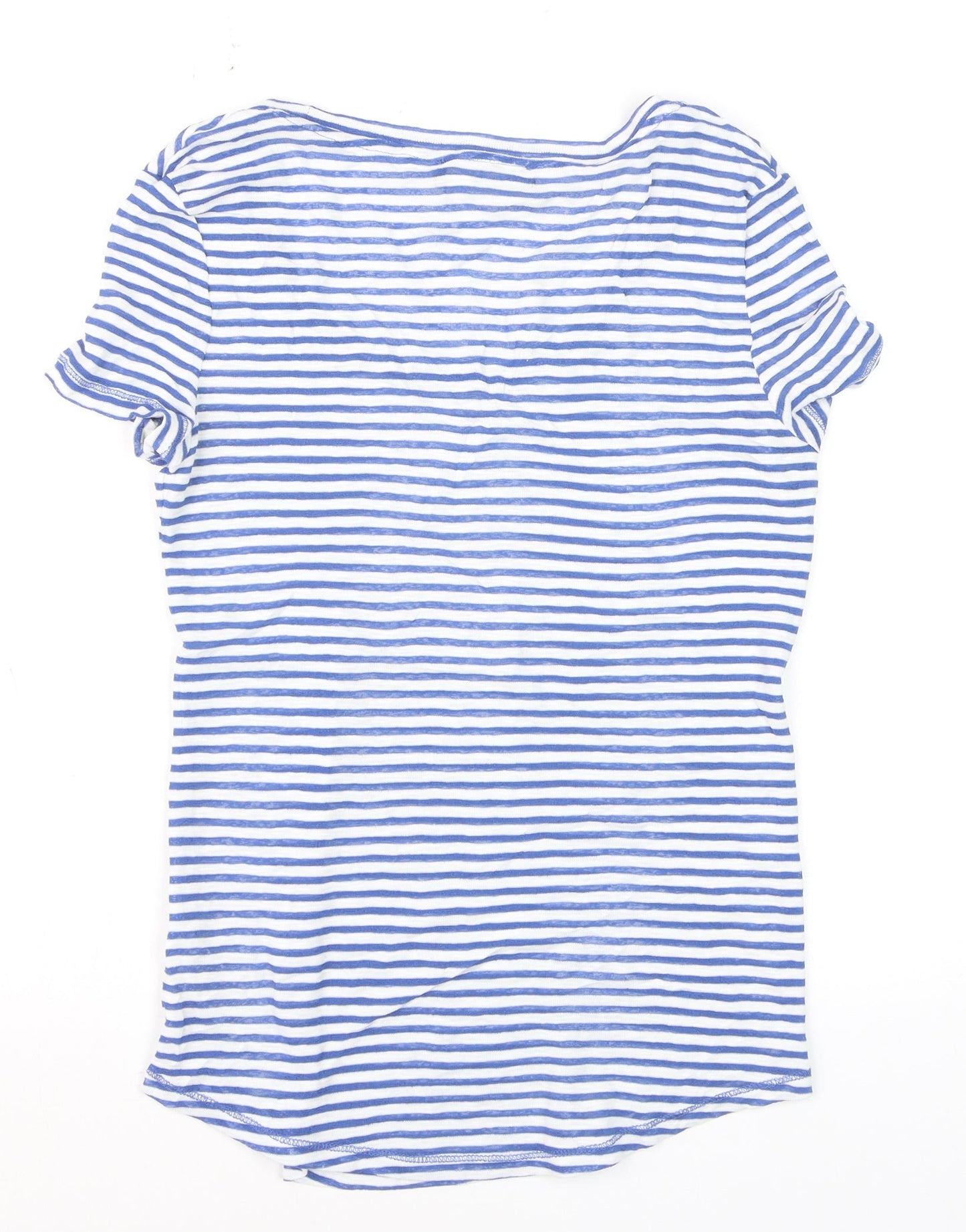 Marks and Spencer Women Blue Striped Basic T-Shirt Size 6
