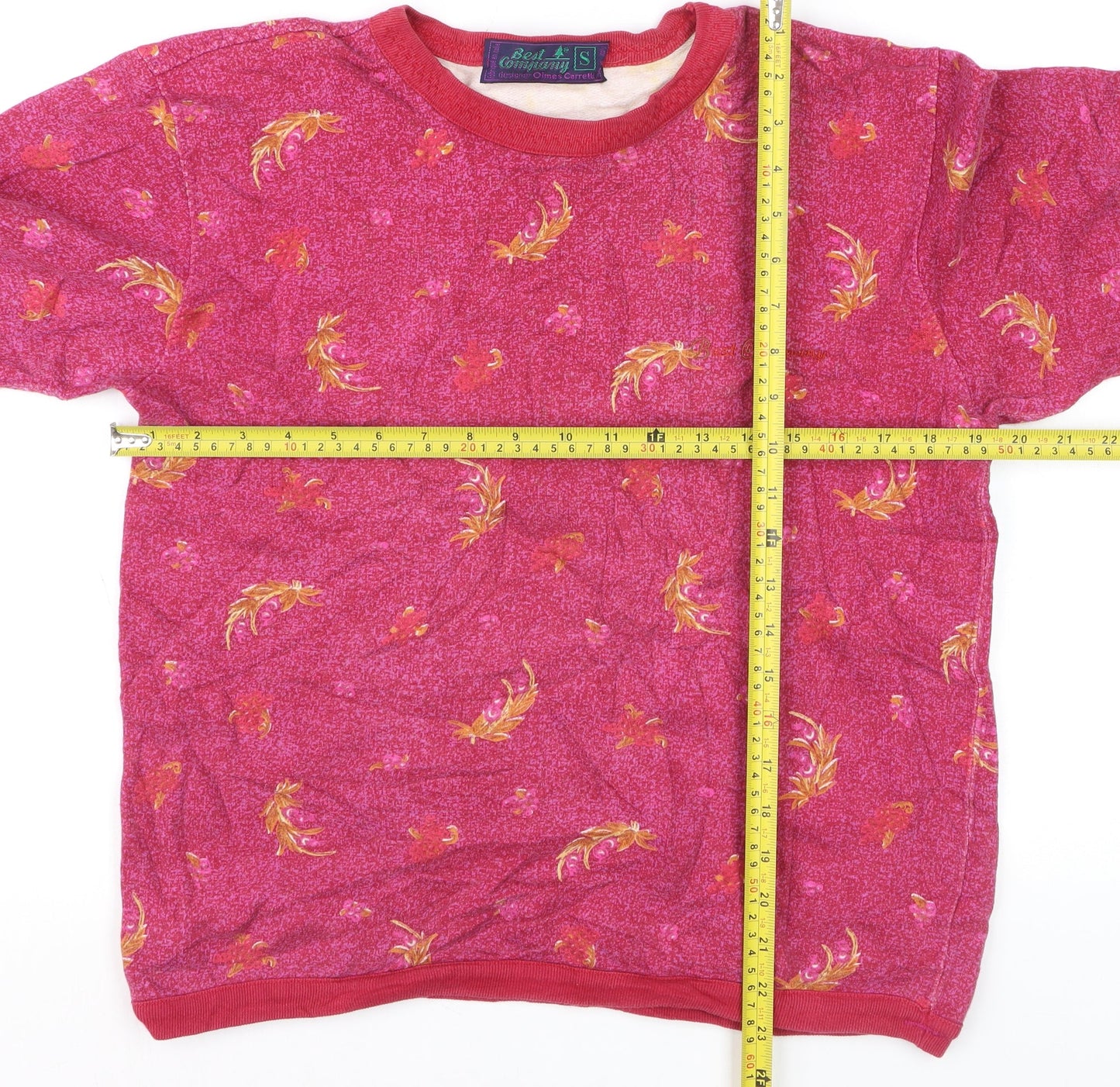 Best Company Women's Pink Floral Cotton Pullover Jumper Size S