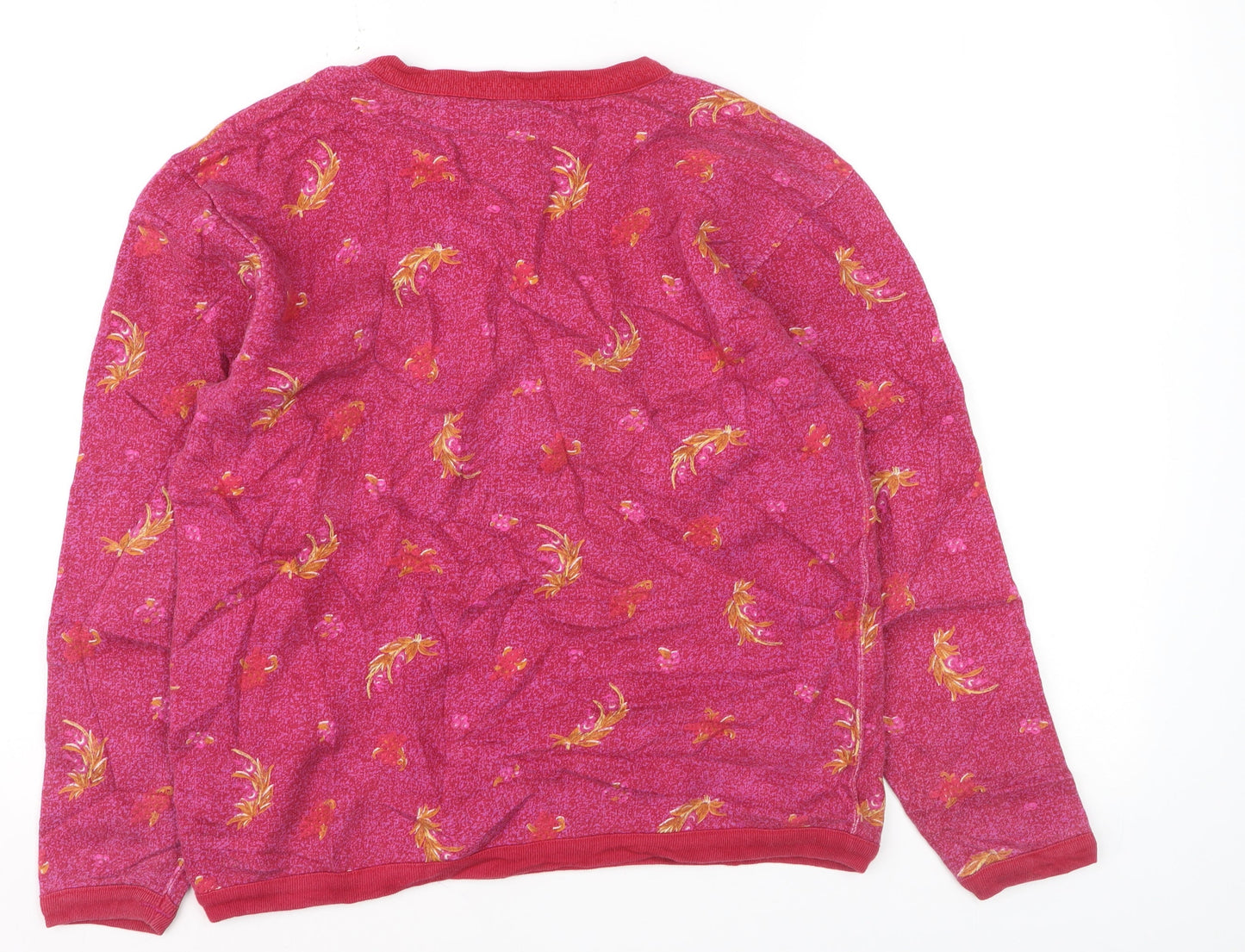 Best Company Women's Pink Floral Cotton Pullover Jumper Size S