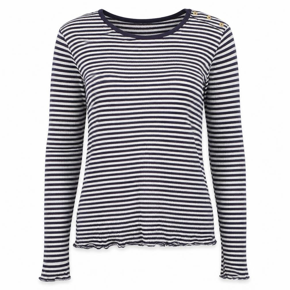Warehouse Women Blue Striped Cotton Long Sleeve Pullover Jumper Size 12