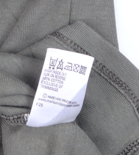 Marks and Spencer Women’s Grey Embellished 3/4 Sleeve Cotton T-Shirt Size M