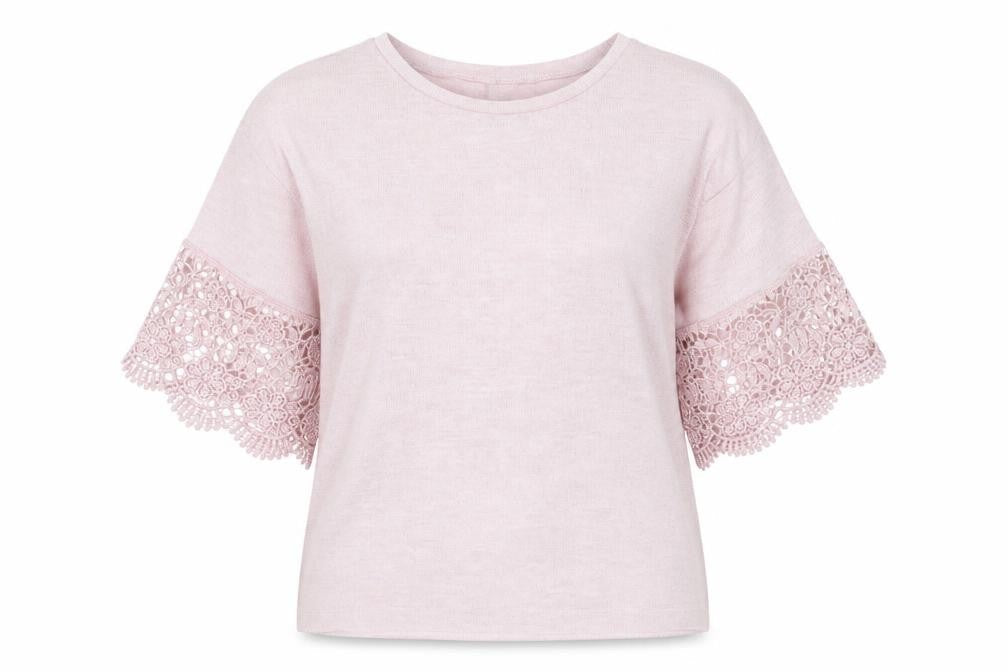 ASOS Women Pink Crochet Flared Sleeve Pullover Jumper Size 6