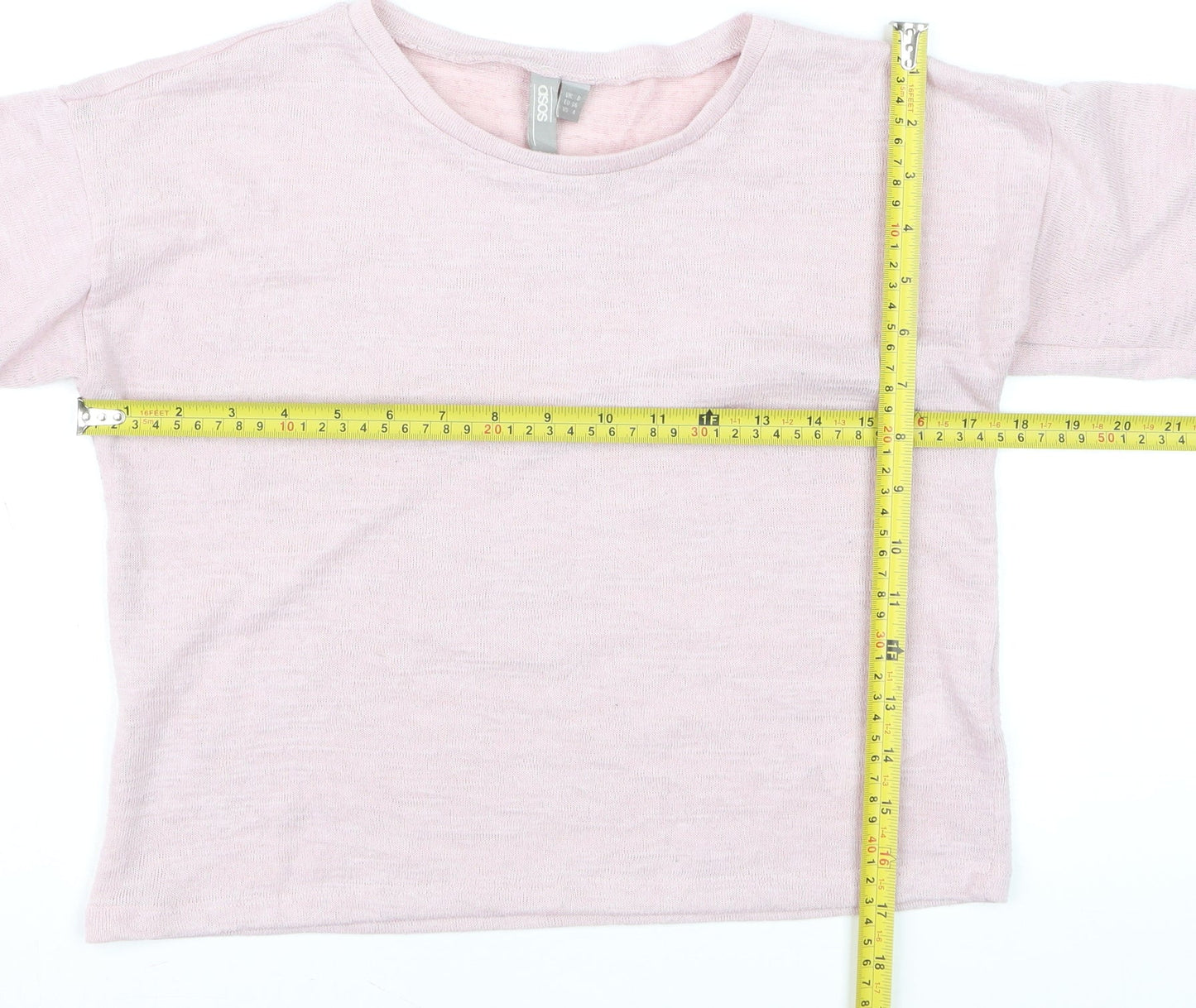 ASOS Women Pink Crochet Flared Sleeve Pullover Jumper Size 6