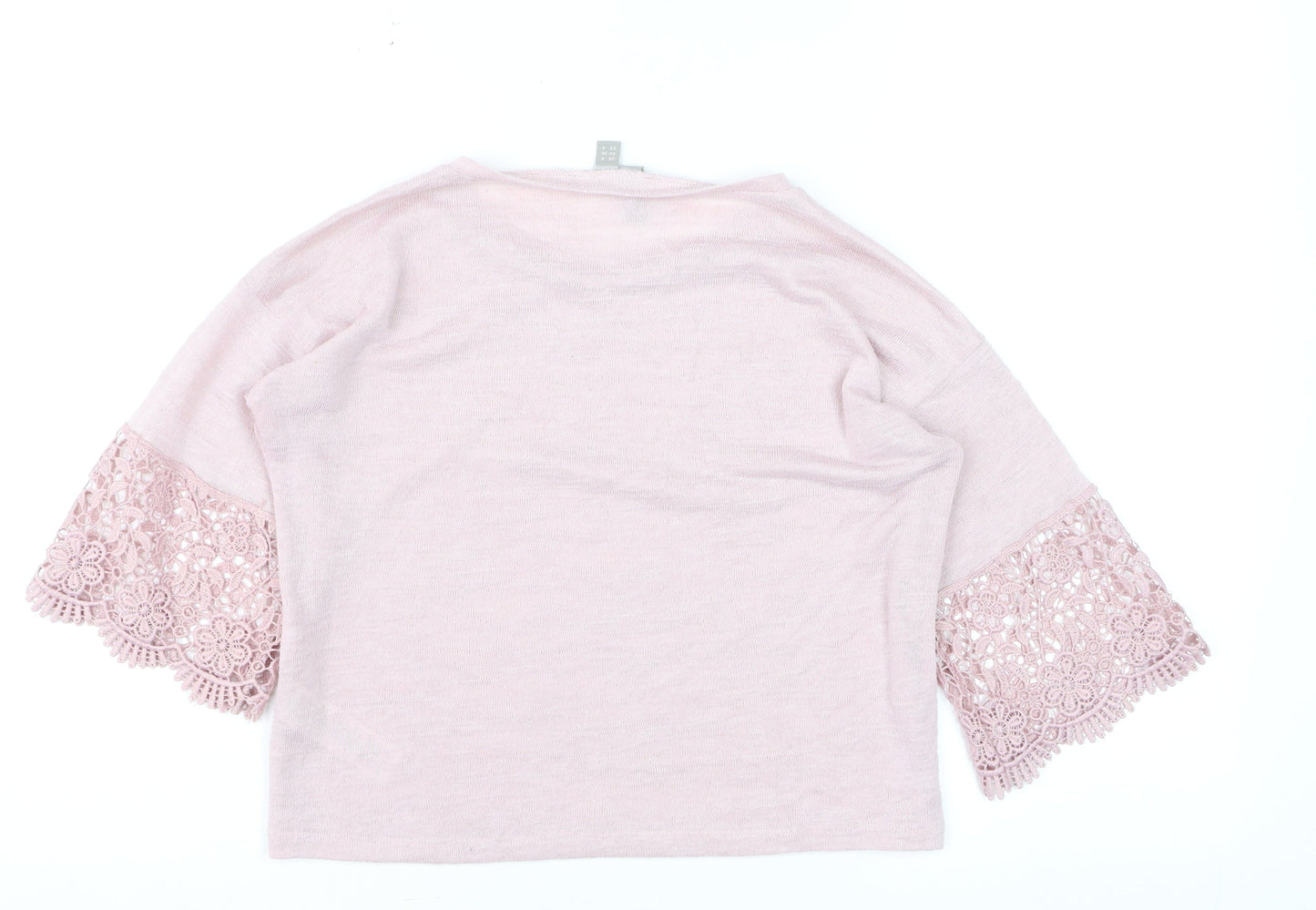 ASOS Women Pink Crochet Flared Sleeve Pullover Jumper Size 6