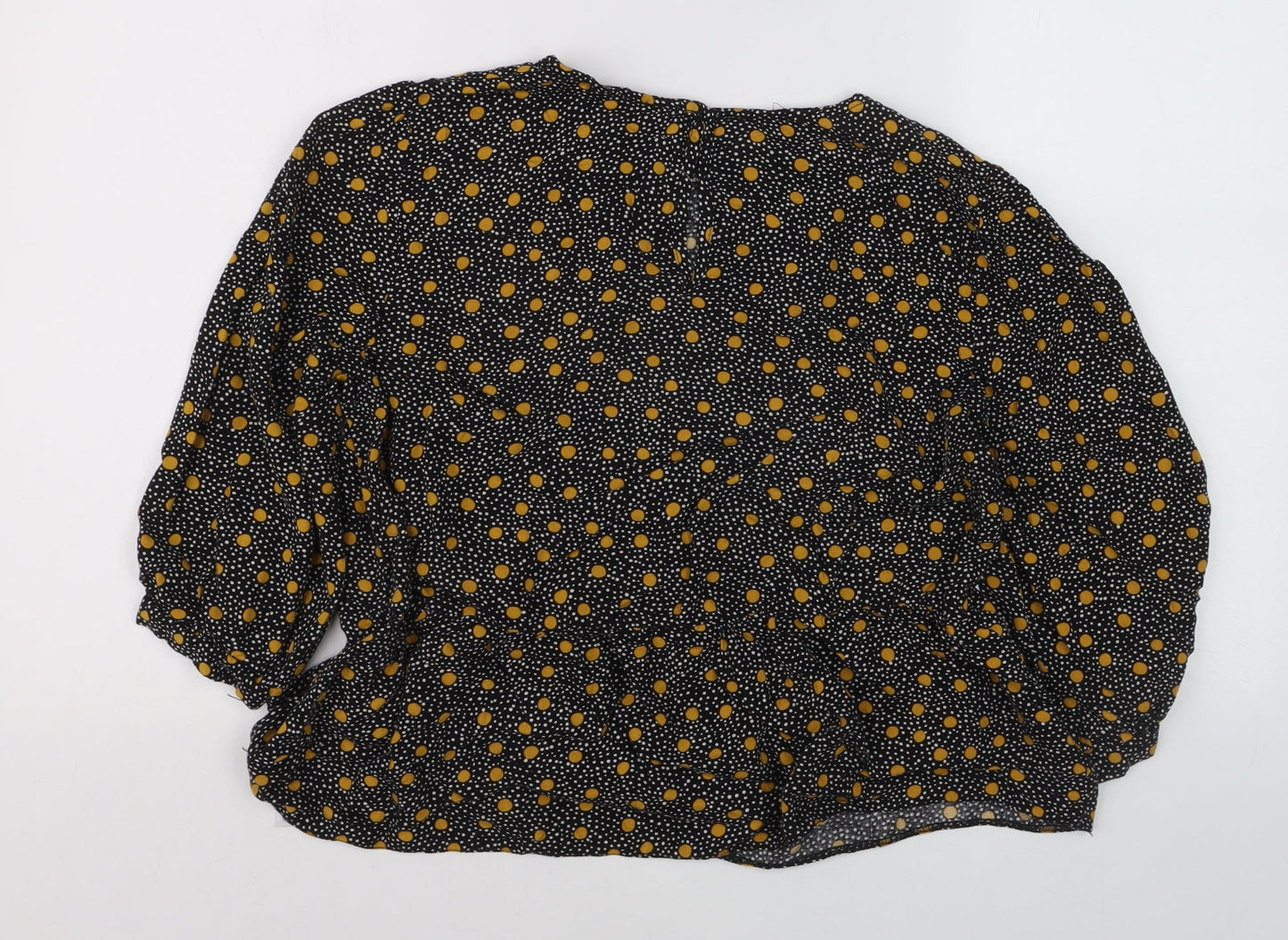 New Look Women Black Polka Dot Viscose Tunic Blouse Size 16