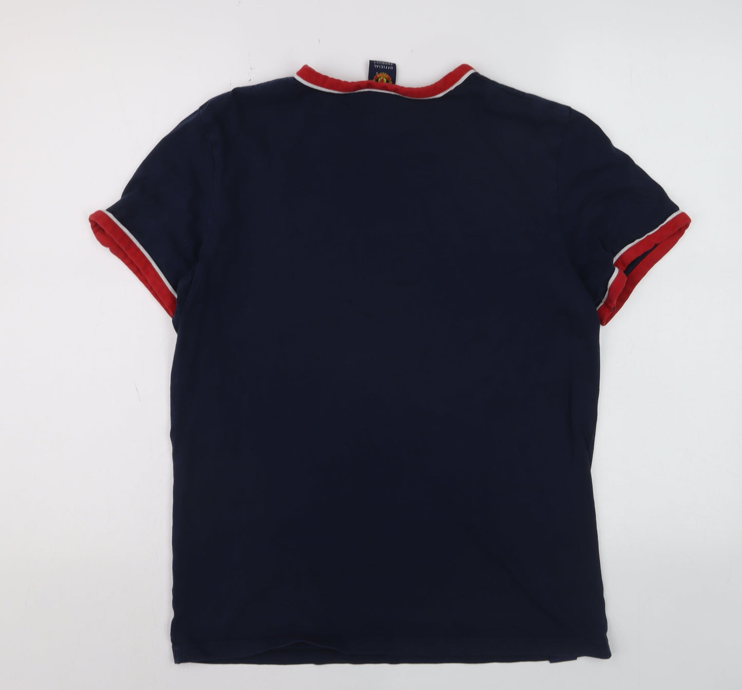 Manchester United Men’s Blue Small Polo Shirt Cotton Colourblock Logo