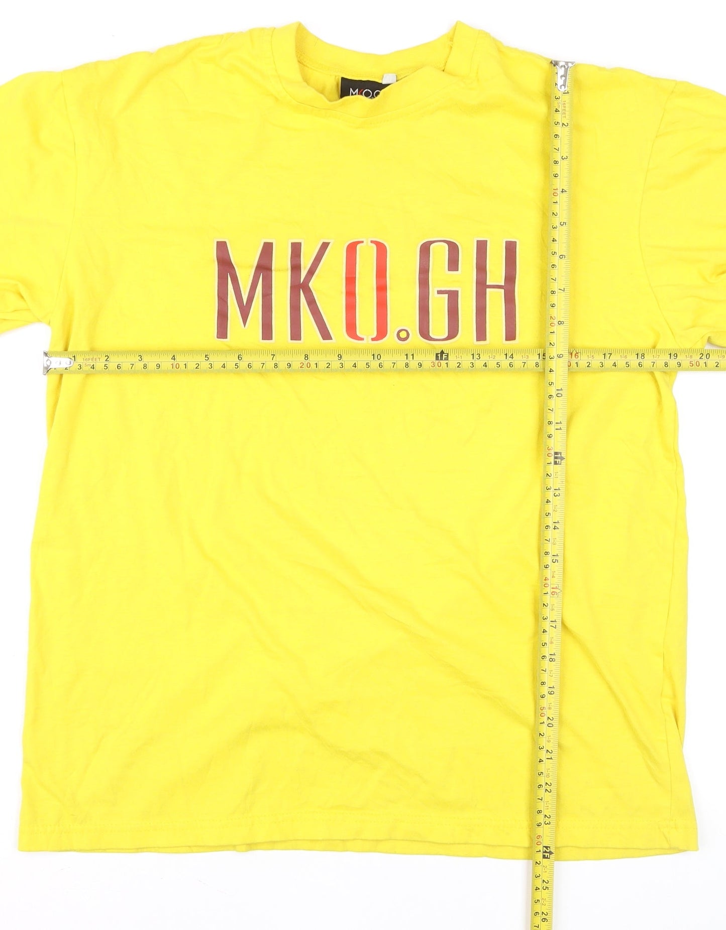 MKO GH Men’s Yellow Graphic Print Crew Neck Cotton T-Shirt XL