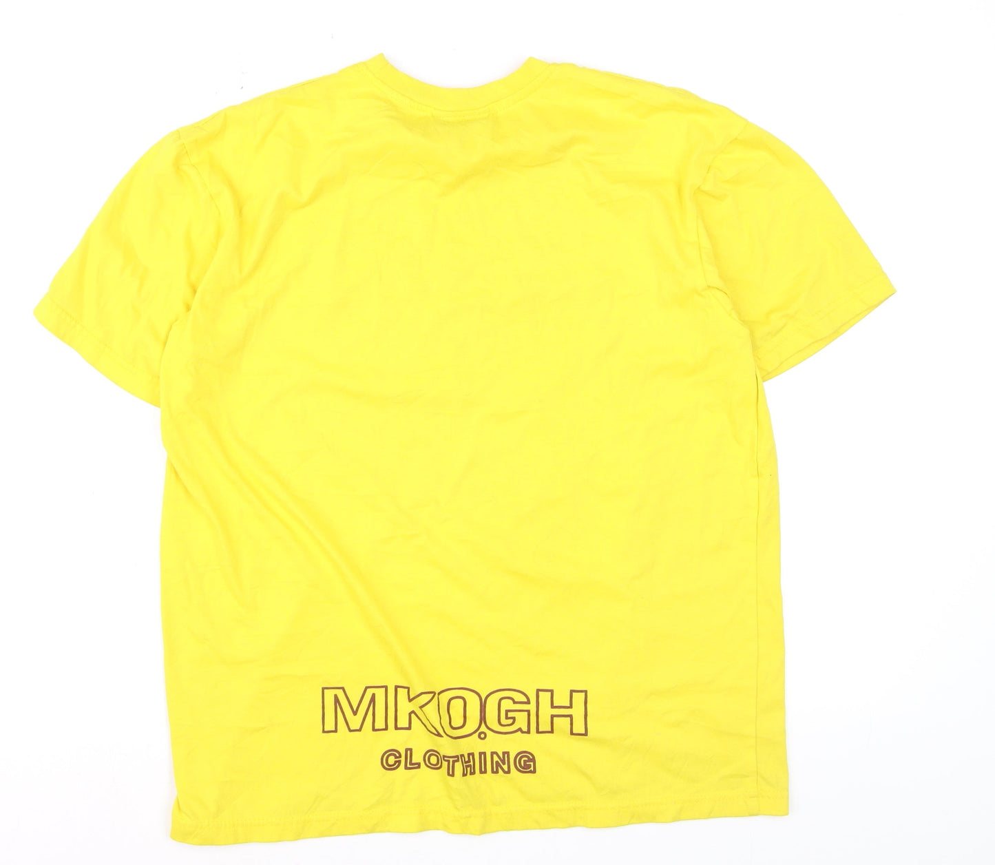 MKO GH Men’s Yellow Graphic Print Crew Neck Cotton T-Shirt XL