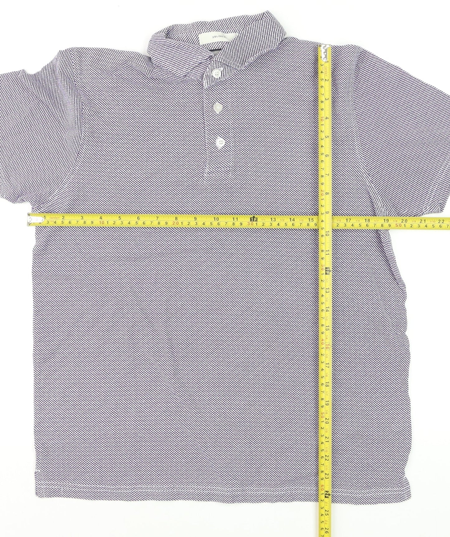 2BLIND2C Men’s Purple Geometric Cotton Polo Shirt M