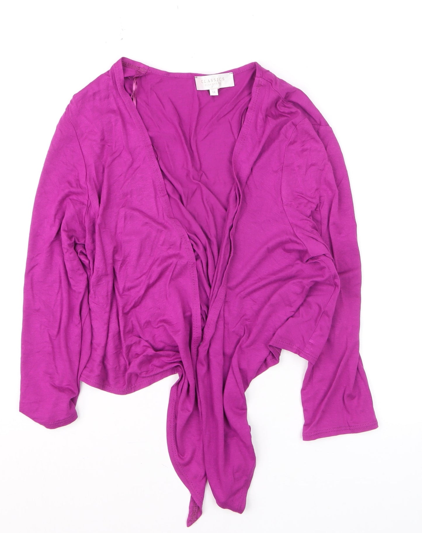 Debenhams Womens Purple Size 14 Wrap Viscose Long Sleeve Cardigan