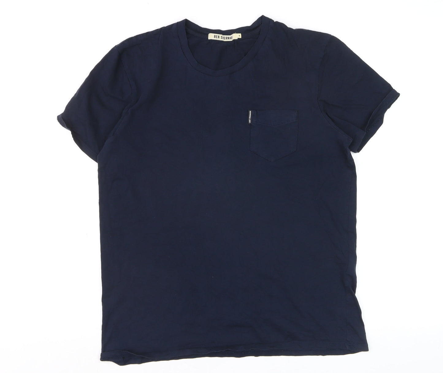 Ben Sherman Men's Navy Blue Cotton Crew Neck Short Sleeve T-Shirt Medium