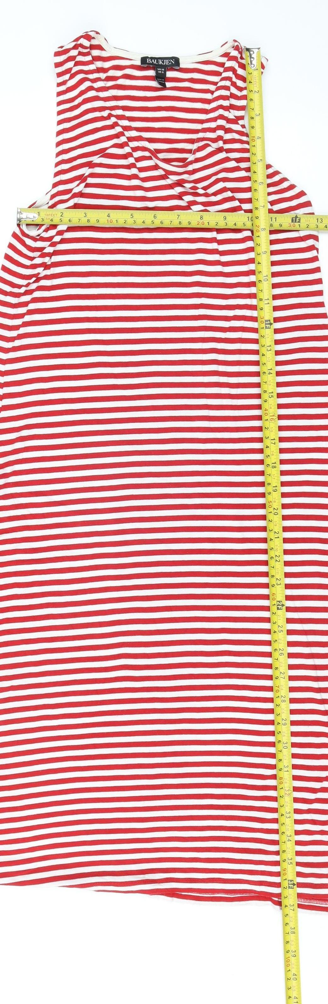 Baukjen Women Red White Striped Viscose Stretch Tank Dress Size 10