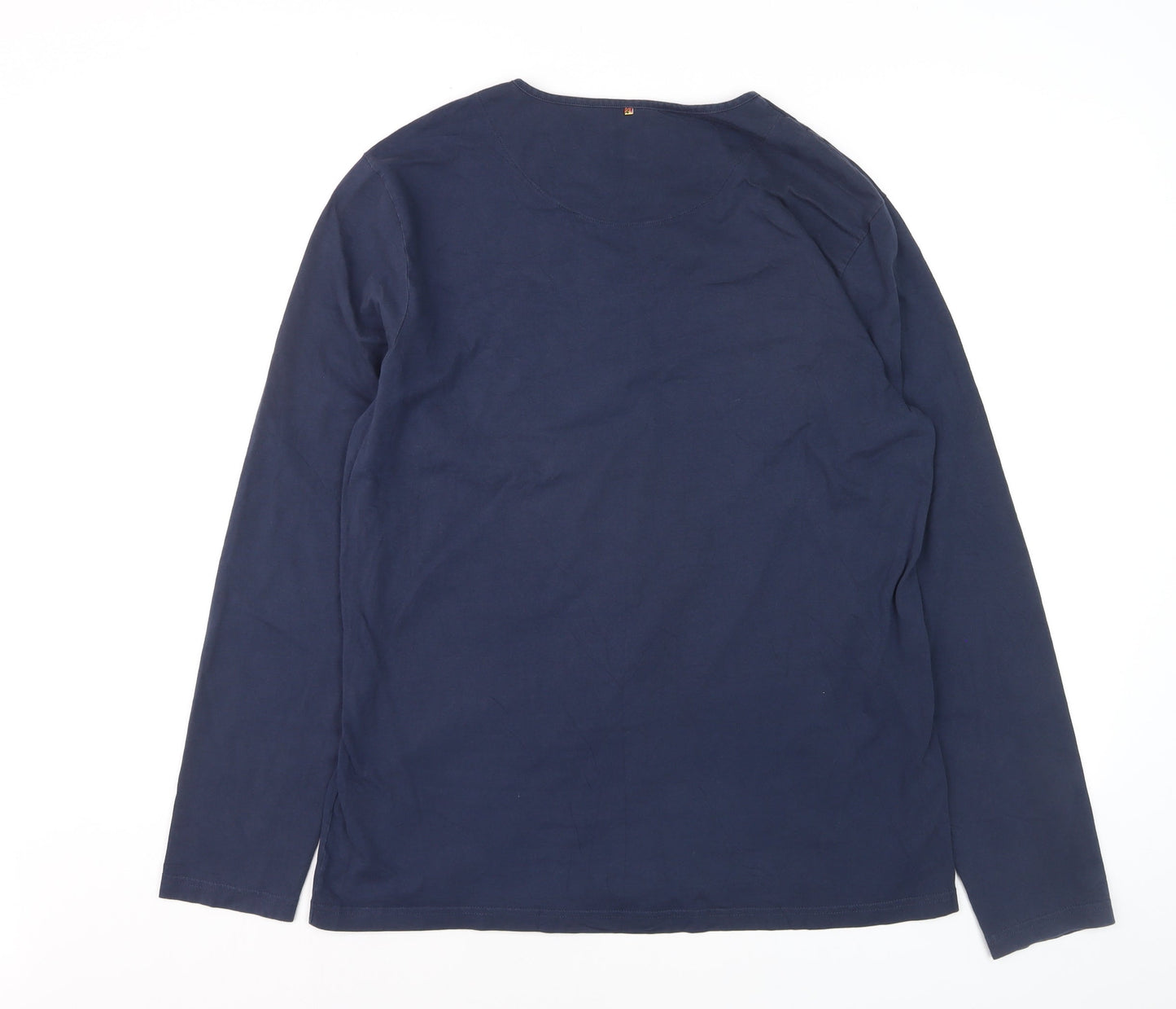 Pretty Green Mens Blue Long Sleeve Cotton Crew Neck Top XL