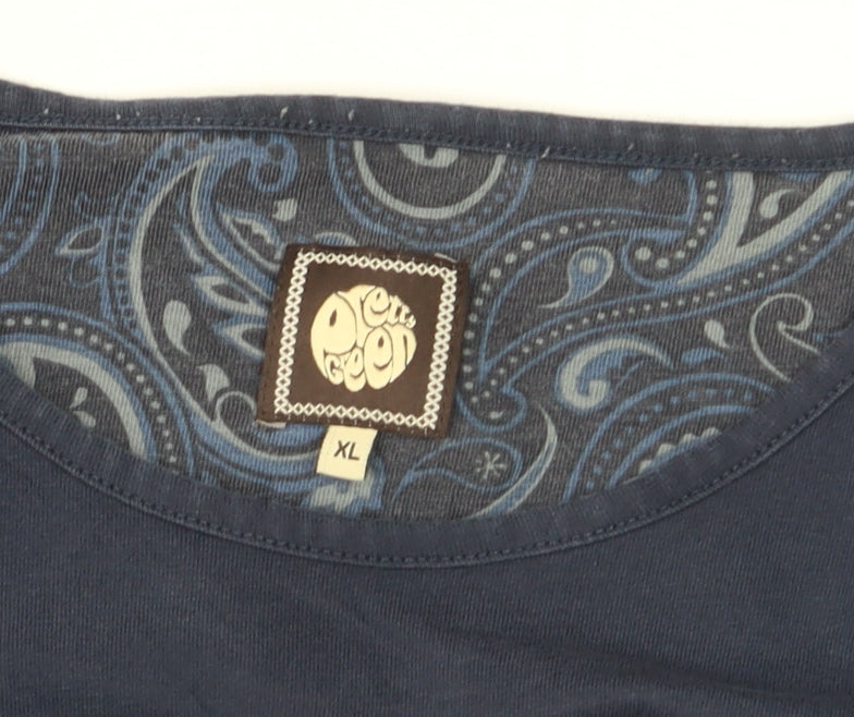 Pretty Green Mens Blue Long Sleeve Cotton Crew Neck Top XL