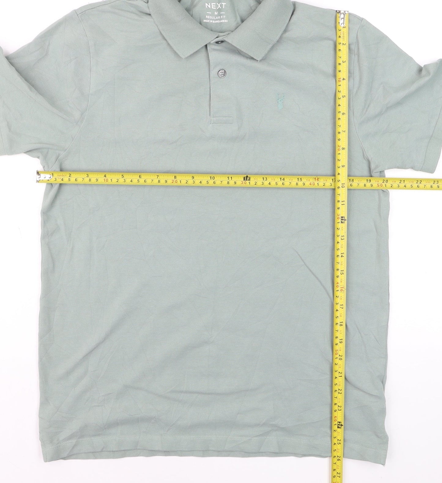Next Mens Green Regular Fit Cotton Polo Shirt M