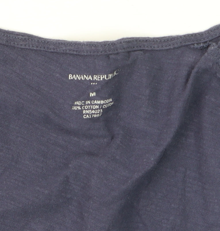 Banana Republic Women's Blue Crochet Neck Cotton T-Shirt Size M