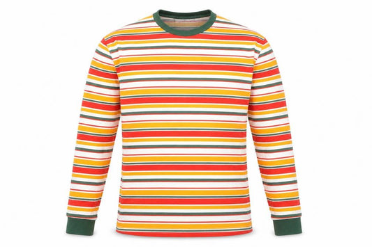 Collusion Men's Multicoloured Striped Long Sleeve Cotton Top Size S