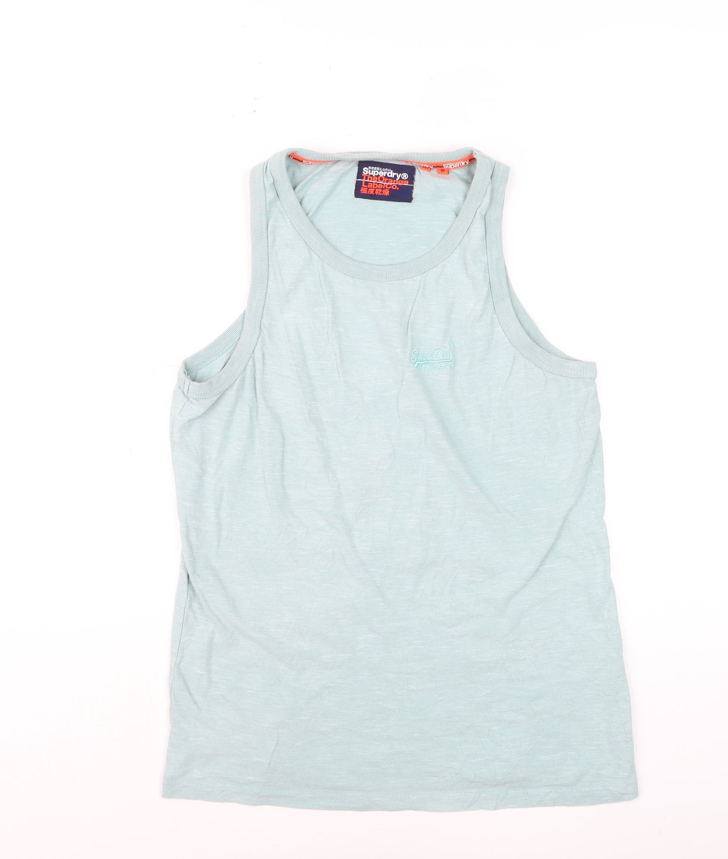 Superdry Men's Blue Tank Top M Lightweight Cotton Blend Gym Vest