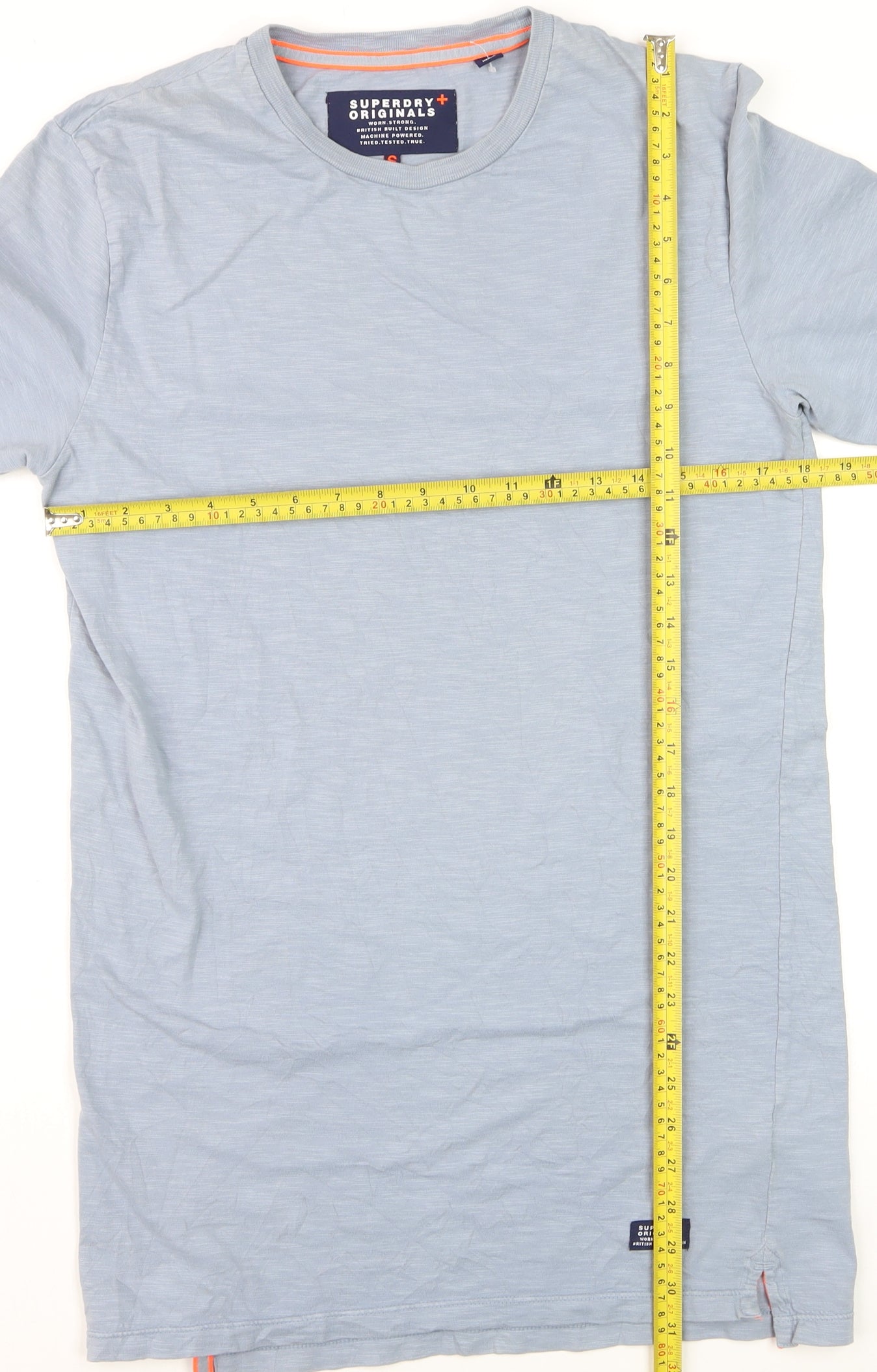 Superdry Men's Blue Crew Neck Short Sleeve Cotton T-Shirt Size S