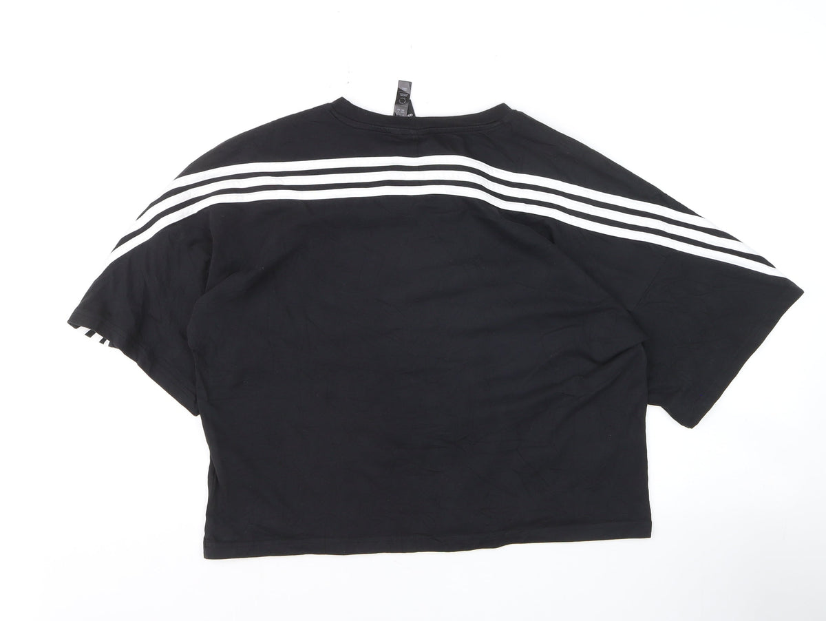 Adidas Women’s Black Cropped Relaxed Fit Training T-Shirt Size M