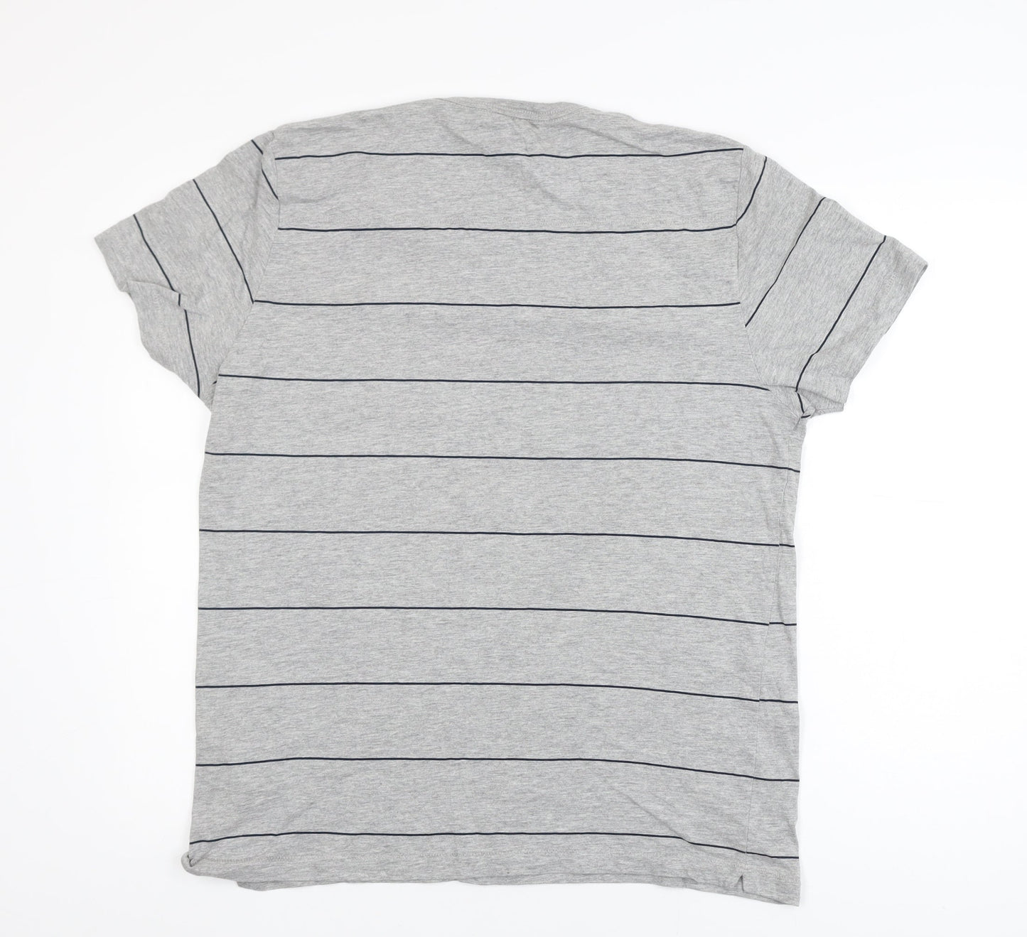 French Connection Men's Grey Striped Cotton T-Shirt XL