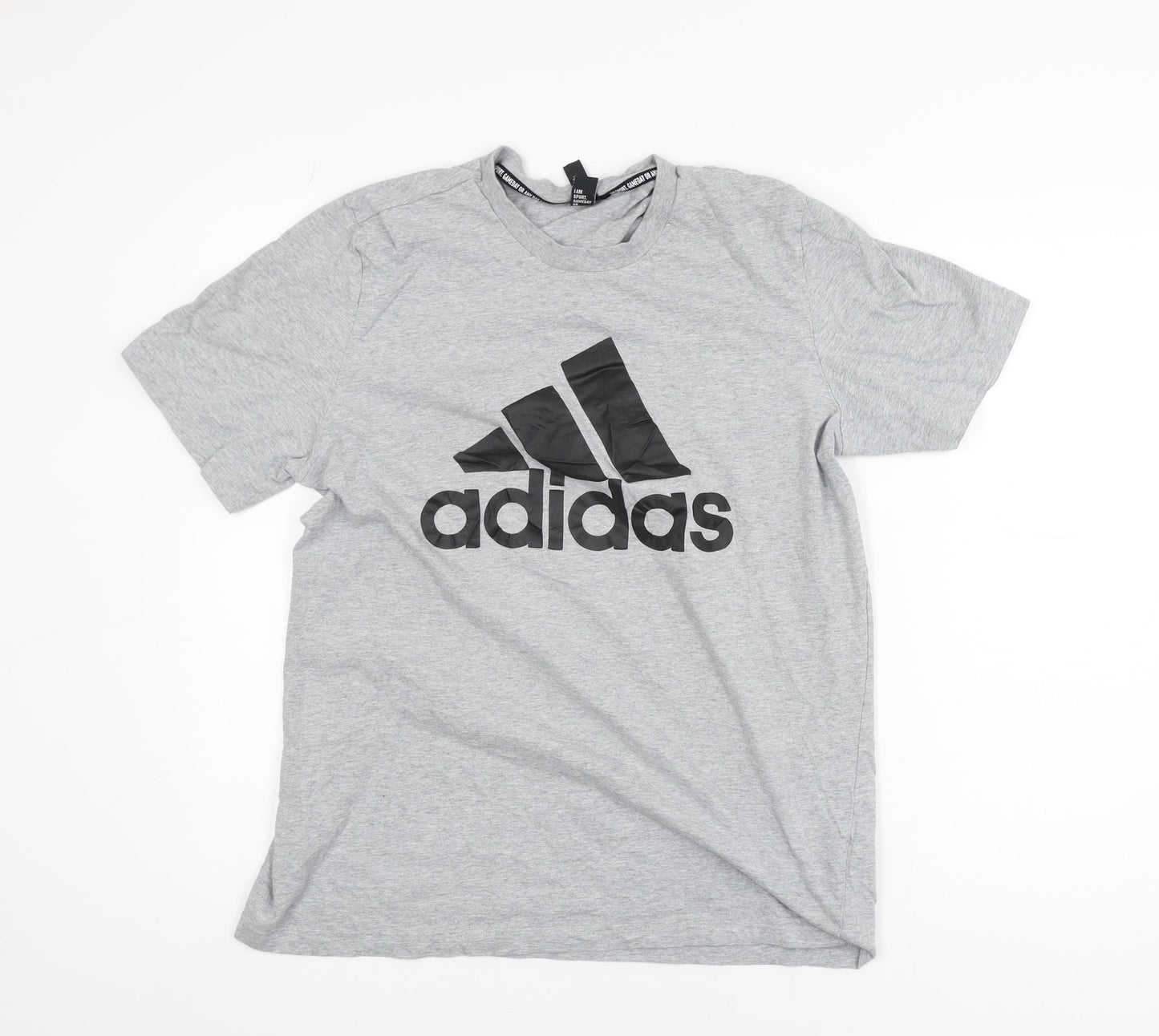 Adidas Boys Grey Large Logo T-Shirt Short Sleeve Sports Cotton Top
