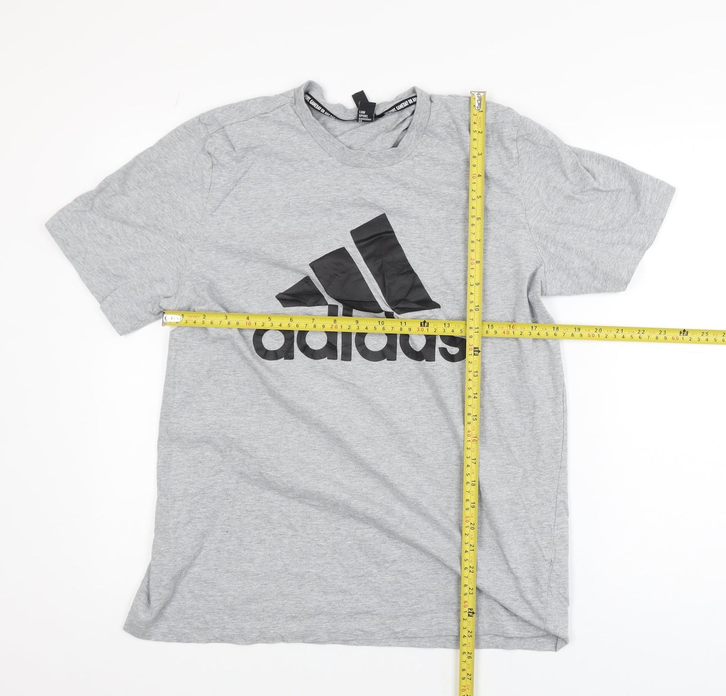 Adidas Boys Grey Large Logo T-Shirt Short Sleeve Sports Cotton Top