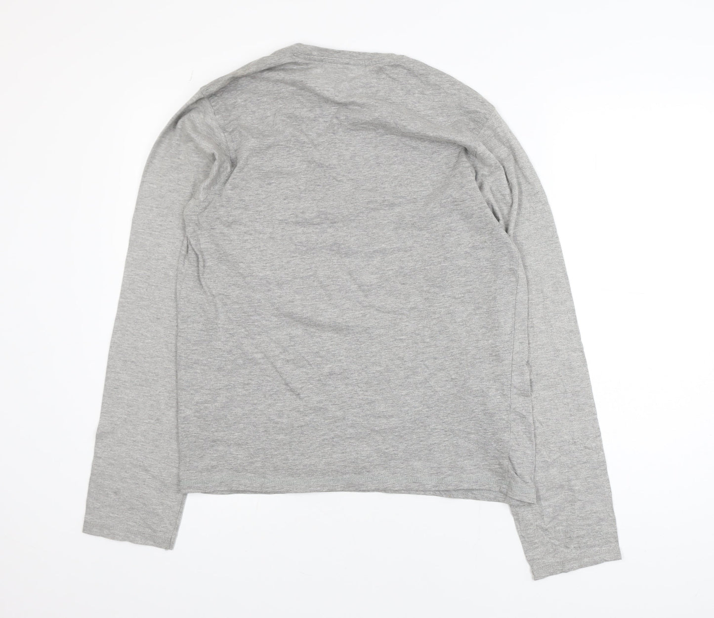 KB Polo Mens Grey Long Sleeve Graphic Cotton T-Shirt Size M