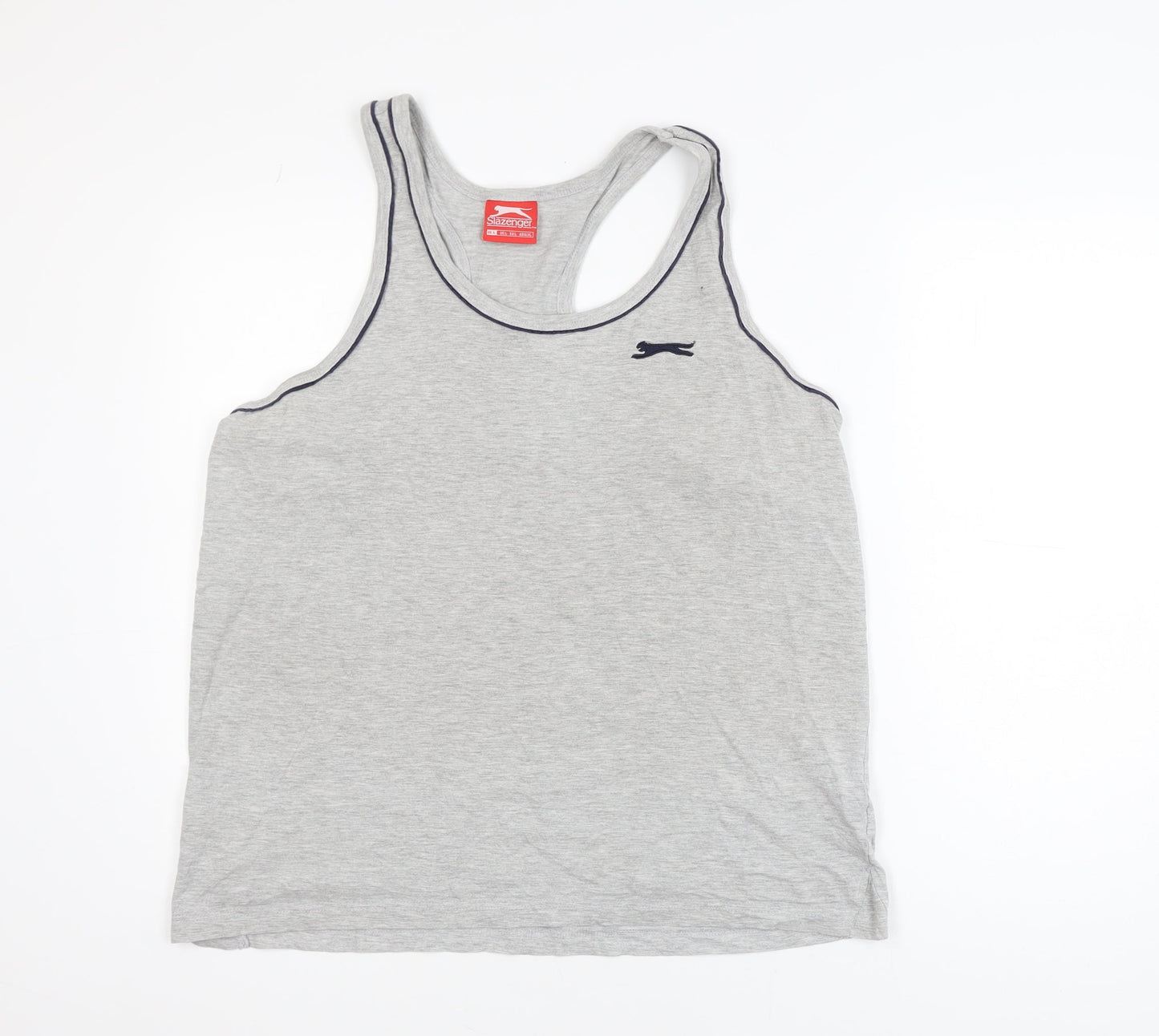 Slazenger Men Grey Tank Top L Athletic Fit Sports Gym Vest