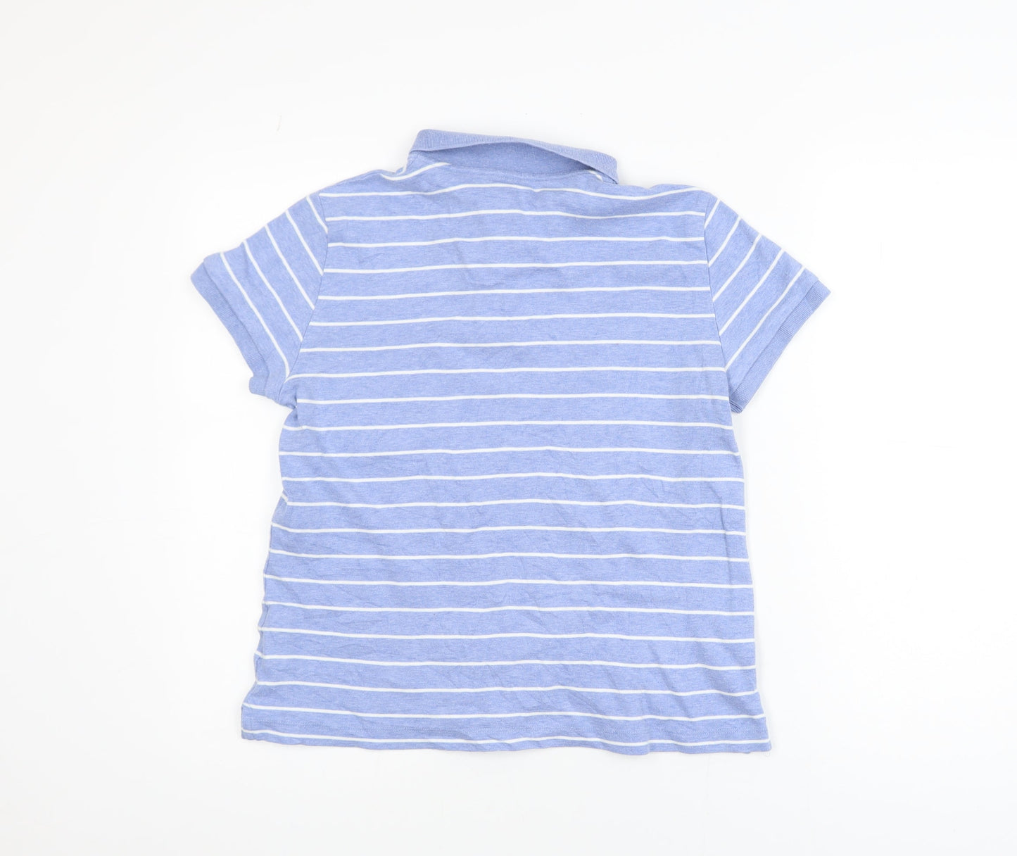 Lands' End Men's Blue Striped Cotton Polo Shirt Size S