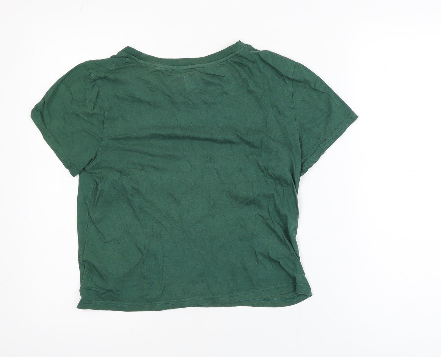 Jack Wills Women’s Green Cropped T-Shirt UK14 Cotton Modal