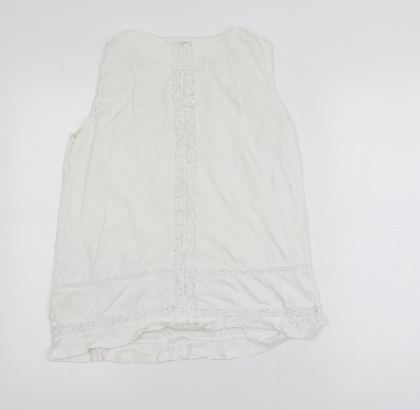 White Stuff Women’s White Crochet Tunic Blouse Size 10 Sleeveless