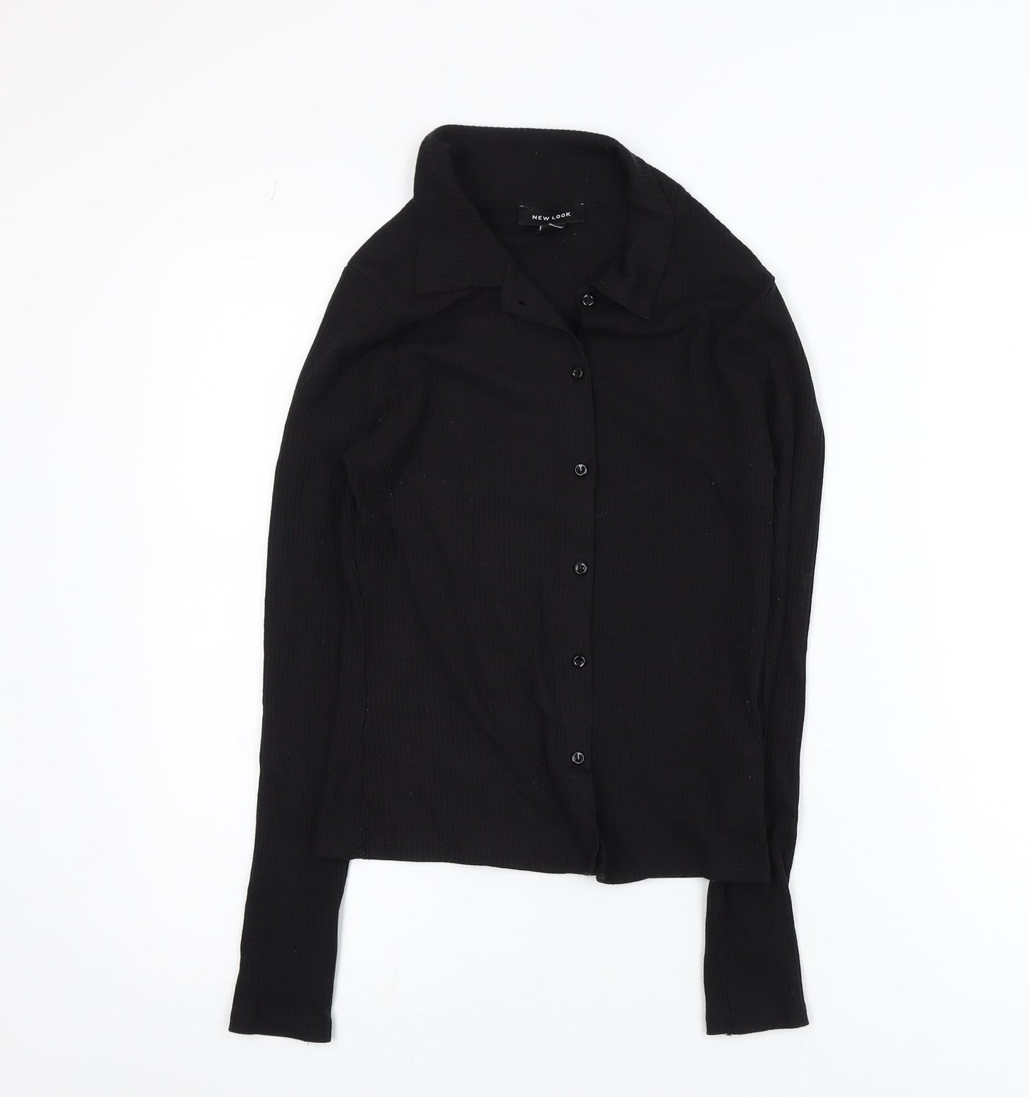New Look Womens Black Collared Button Up Knitted Cardigan Size 8